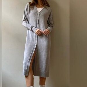 Wilfred Light Gray Knit Cardigan 100% Merino wool